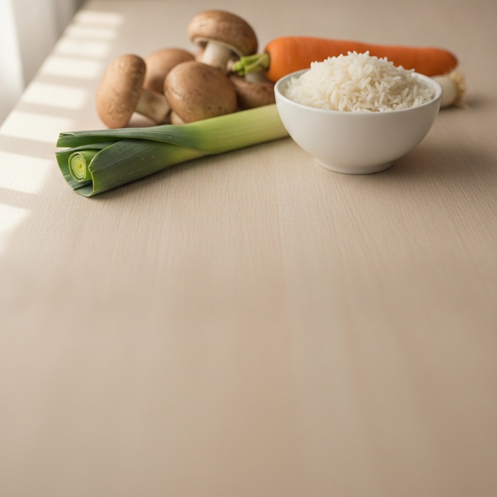 Receita de Papinha Vegana: Risotinho de Cogumelos, Alho-poró e Ora-pro-nóbis (8 Meses+)