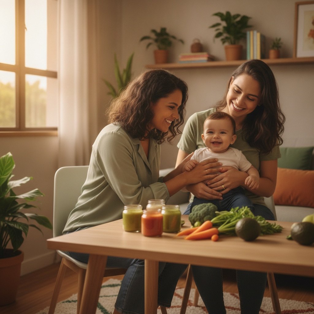 Nutricionista atendendo mãe e bebê