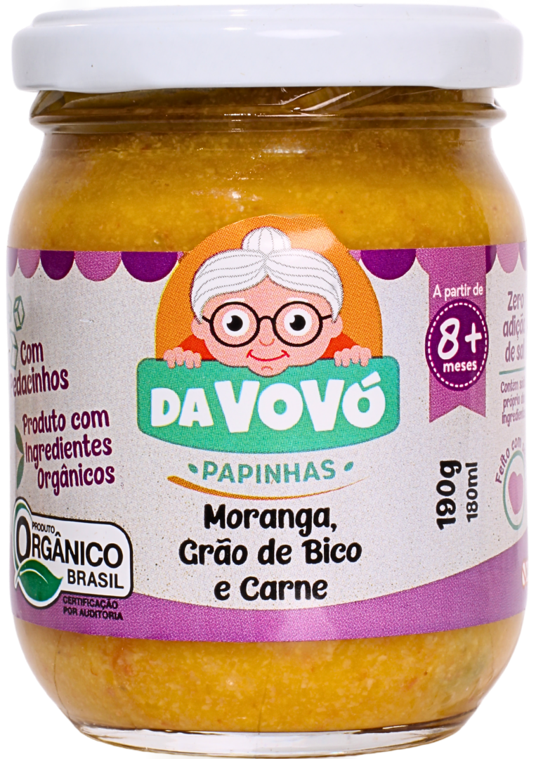 Papinha de Moranga, Grão de Bico e Carne 8+